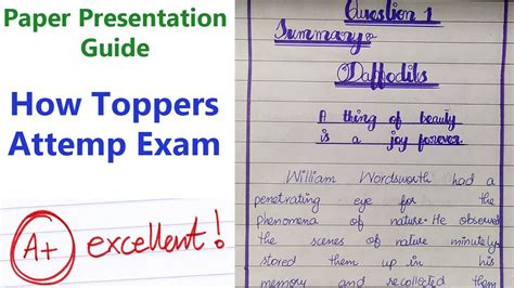 Topper English Paper Presentation For Board Exams Th Th Th Th