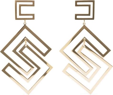 Elisabetta Franchi Logo Shaped Long Drop Earrings ShopStyle