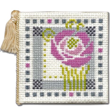 Cross Stitch Kit Mackintosh Rose Needle Case By Textile Heritage Knituk