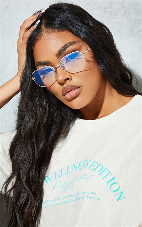 Prettylittlething Clear Cat Eye Blue Light Glasses | PrettyLittleThing