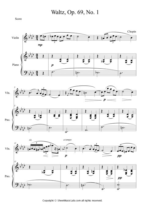 Waltz Op69 No1 Violin Solo Digital Sheet Music Sheet Music Plus