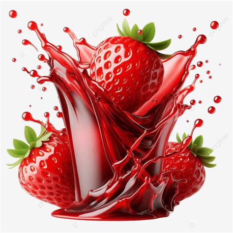 Vibrant Red Juice With Splashing Strawberries Vibrant Red Juice