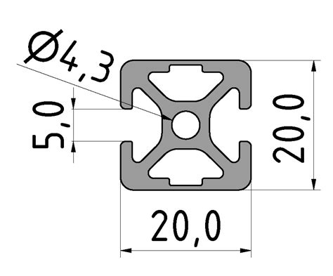 Profil 5 20x20 2N180 Natur PI 4034 SN3000