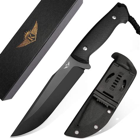 Komwero Hunting Knife Fixed Blade With Kydex Sheath Sharp Outdoor