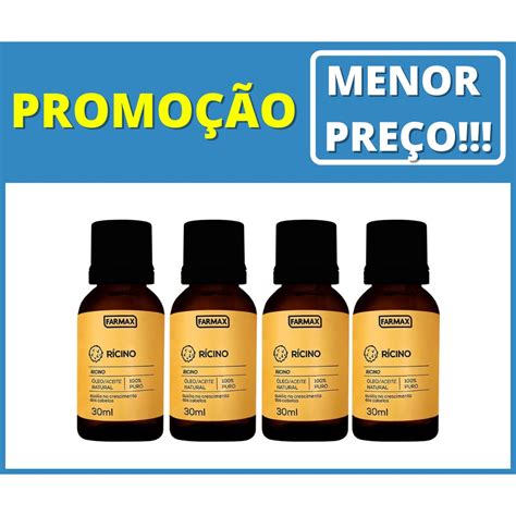 Kit 4 Óleo de rícino 100 puro Farmax 30ml Oleo para crescimento