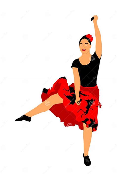 Attractive Spanish Girl Flamenco Dancer Hispanic Woman With Castanets