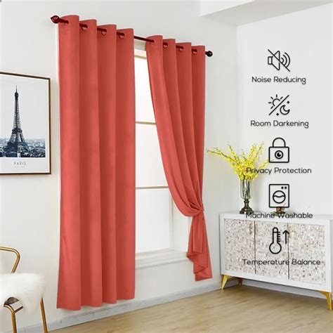 Rideau Occultant Velours X Cm Lxh Rouge Orange Rideaux