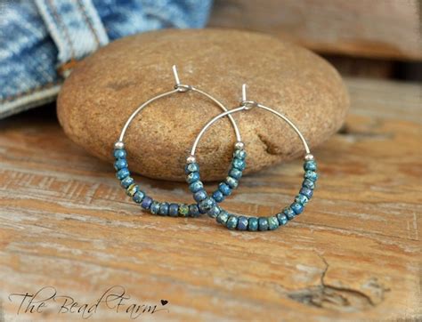 Boho Hippie Style Hoop Earrings In Your Choice Of Bead Color Etsy