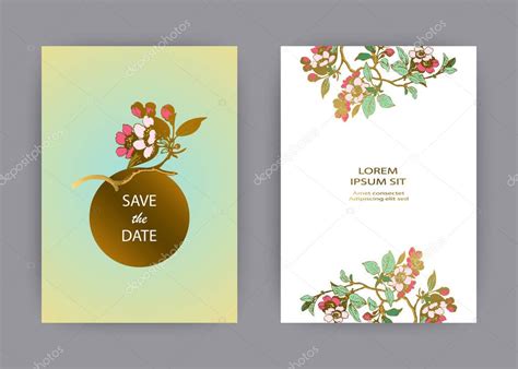 Botanical boda invitación tarjeta plantilla diseño dibujado a mano