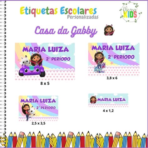 Kit Etiqueta Escolar Casa Mágica da Gabby 100 Und Elo7