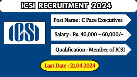 Icsi Recruitment Monthly Salary Up To Check Posts