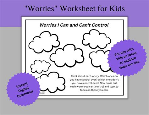 My Worries Worksheet | Emotions Worksheet | Printable Kids and Teens