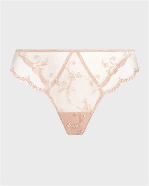 Lise Charmel Floral Embroidered Mesh Thong Deesse Nude Editorialist