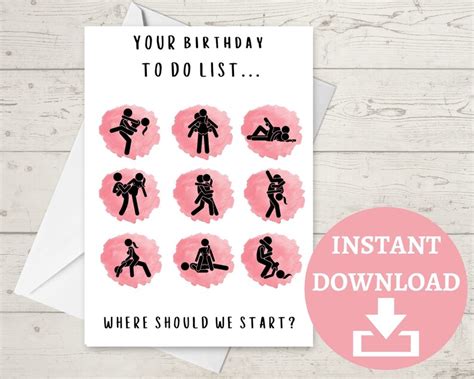 Naughty Birthday Card Sex Positions Instant Download Etsy Uk