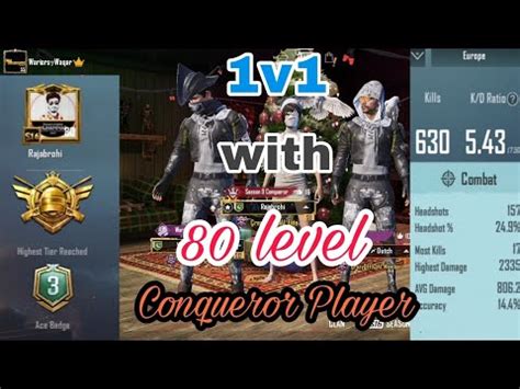 V With Conqueror Player Level Only Groza Pubg Mobile Tdm