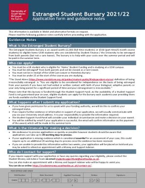 Fillable Online Bursary Application Guidance Notes Fax Email Print