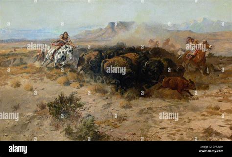 Charles Marion Russell - The Buffalo Hunt 1899 Stock Photo - Alamy