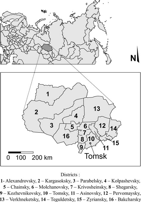 Geographical Location Of Tomsk Oblast Within The Territory Of The