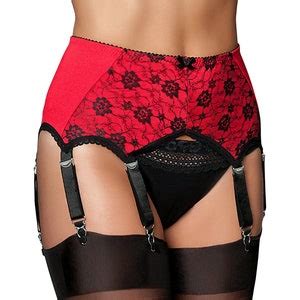 Premier Lingerie Red Strap Pull On Lace Panel Suspender Garter