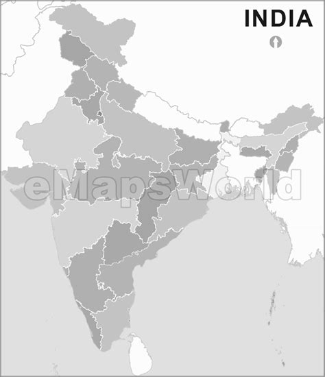 India States Outline Map Black And White Black And White States