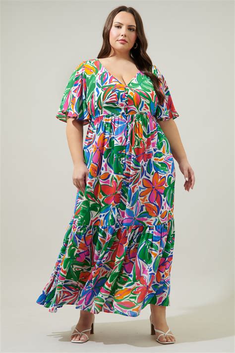 Paradise Falls Pismo Button Down Flutter Maxi Dress Curve Sugarlips