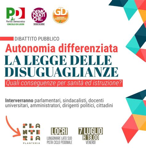 Locri Autonomia Differenziata Venerd Luglio Il Dibattito Pubblico