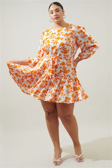 Manzanilla Floral Collins Godet Mini Dress Curve Sugarlips