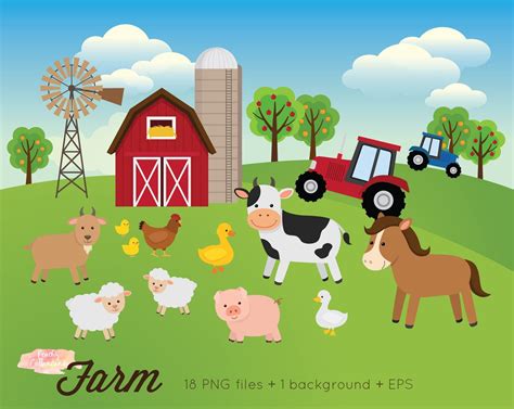 BUY 4 GET 50% OFF Farm Animals Clipart Farm Clipart Farm Animals Clip ...