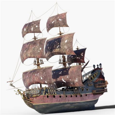 Pirate Ship Queen Annes Revenge 3D Model $99 - .blend .dae .fbx .obj ...