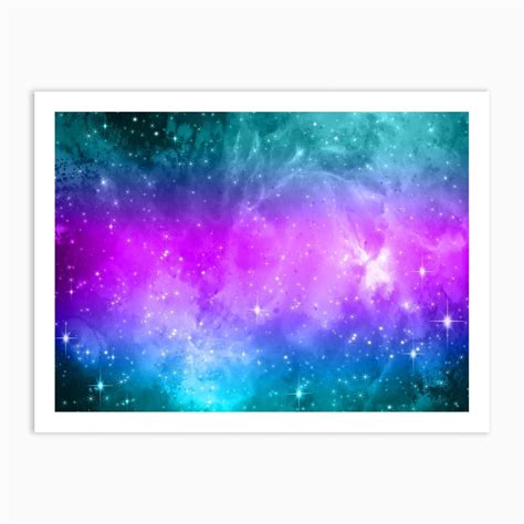 Blue Pink Galaxy Space Background Art Print By Rizwana Khan Fy