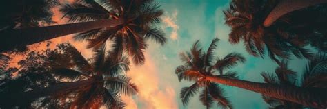 Premium AI Image | Palm trees on a beach wallpaper