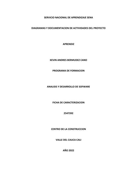 Diagramas Y Documentaci N De Actividades Del Proyecto Ga