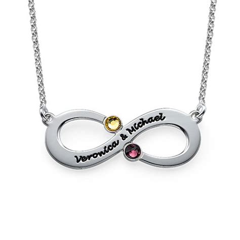 Yinsfo Infinity Necklace With 2 Birthstones Infinity Necklace