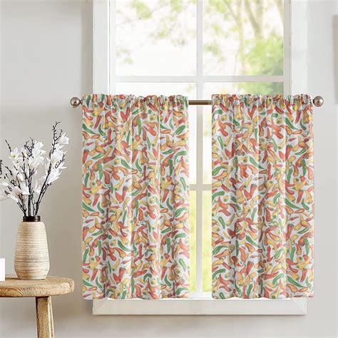 Cotton Chili Peppers Print Café Tier Curtains Window Treatment Kitchen