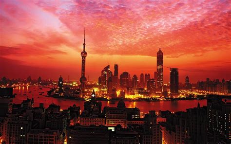 Shanghai Sunset China-Urban Architecture wallpaper Preview