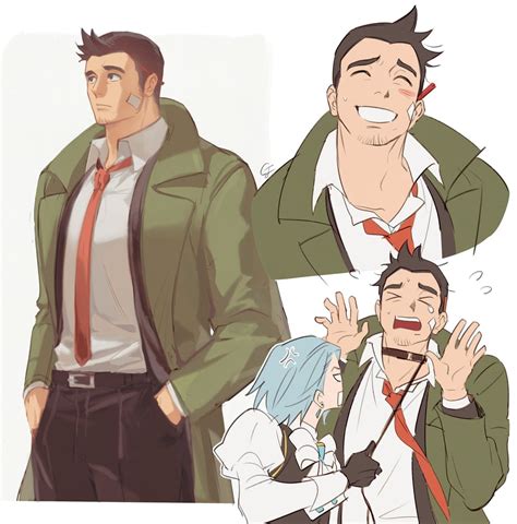 Franziska Von Karma And Dick Gumshoe Ace Attorney Drawn By Gwiga0