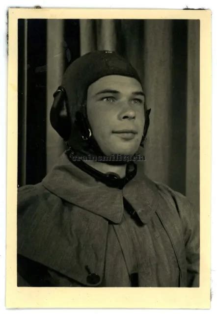 ORIG FOTO PORTRAIT Luftwaffe Pilot M Fliegerhaube Flieger Overall