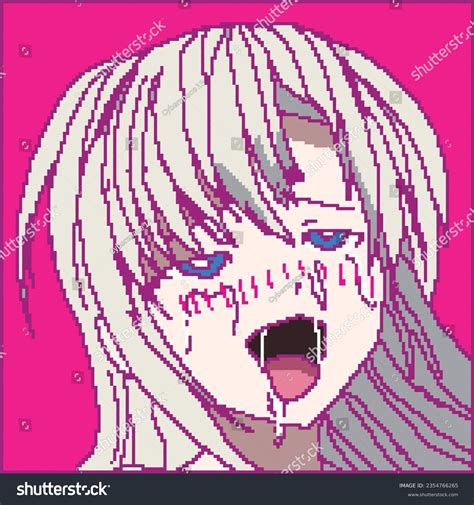 Ahegao Anime Face Pixel Art Stock Vector Royalty Free