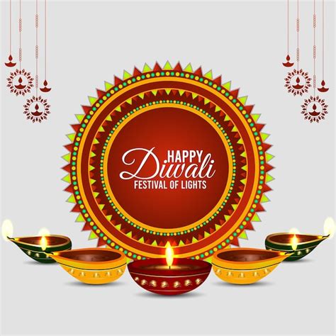 Feliz Festival De Diwali Cart O Comemorativo Da Luz Fundo Vetor