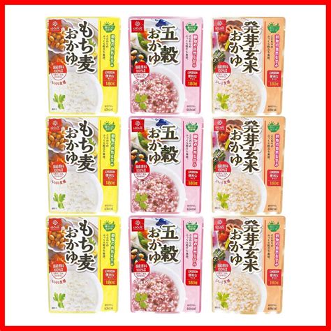 【人気商品】はくばく 雑穀おかゆ3種のアソートもち麦かゆ180g 五穀おかゆ180g 発芽玄米おかゆ180g 各3個セット 9個 メルカリ