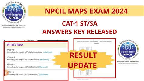 Npcil Maps Result Update Npcil Madras Cat St Sa Answers