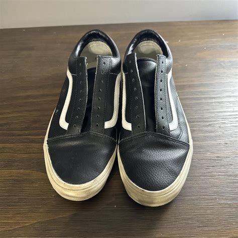 custom black leather vans reminiscent   depop