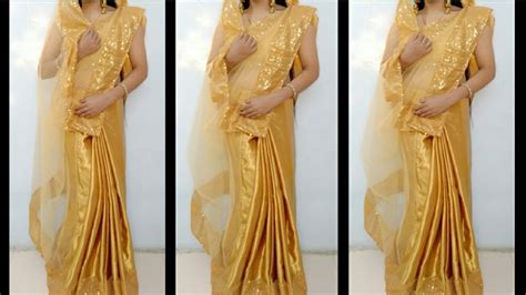 Net Saree Draping With 3 Different Style Sidha Pallu Saree Wear Free