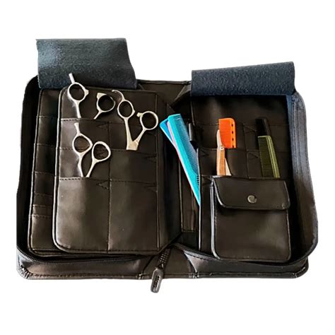 Genuine Leather 24 Pockets Scissors Zipper Case Hair Salon Barber