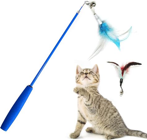 Havenfly Retractable Cat Feather Teaser Wand Toy Interactive Cat