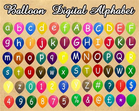 Birthday Balloons Dgiital Alphabet Letters Clip Art