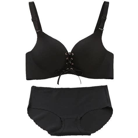 Mozhini Black Push Up Bra Set Top A B Cup Underwear Women Lingerie Seamless Bra Sexy Panty And