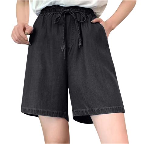 Usmixi Casual Shorts For Women Summer Drawstring Elastic Waist Plus