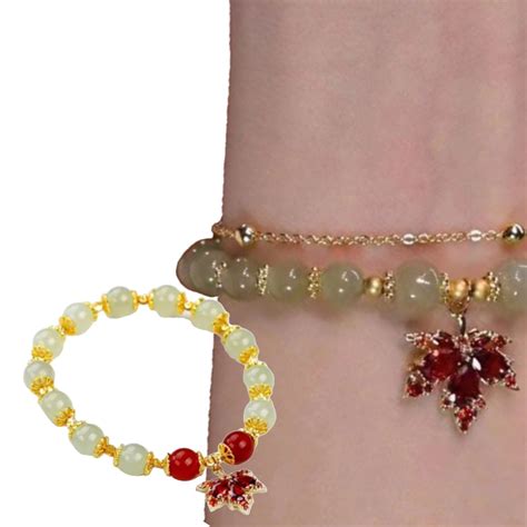 Promotions Bracelet 1 New 2024 Gold Maple Plated Jade Glass Bracelet