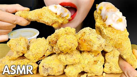 ASMR CHEESE FRIED CHICKEN bbq 치즐링 치킨 먹방 NO TALKING EATING SOUNDS